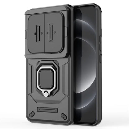 For Xiaomi 14 Ultra Case PC+TPU Kickstand Phone Shell with Slide Lens Cover