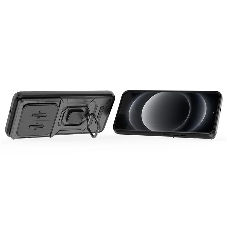 For Xiaomi 14 Ultra Case PC+TPU Kickstand Phone Shell with Slide Lens Cover