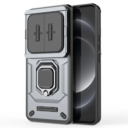 For Xiaomi 14 Ultra Case PC+TPU Kickstand Phone Shell with Slide Lens Cover