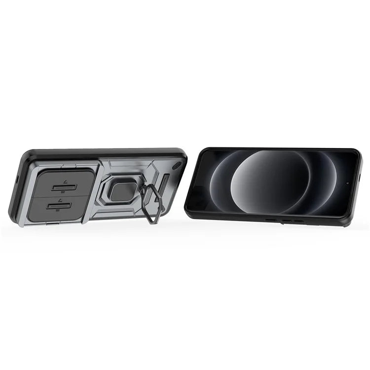 For Xiaomi 14 Ultra Case PC+TPU Kickstand Phone Shell with Slide Lens Cover