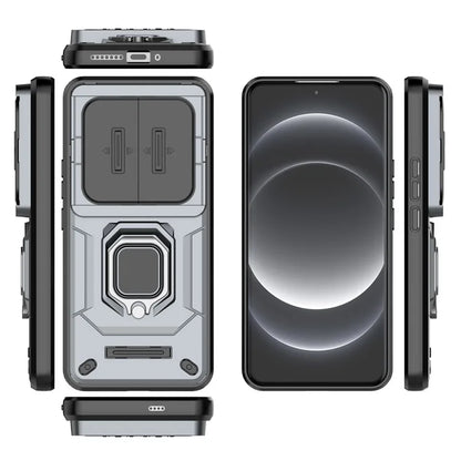 For Xiaomi 14 Ultra Case PC+TPU Kickstand Phone Shell with Slide Lens Cover
