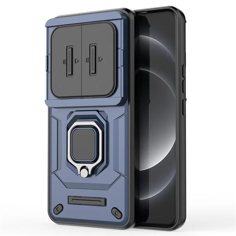 For Xiaomi 14 Ultra Case PC+TPU Kickstand Phone Shell with Slide Lens Cover