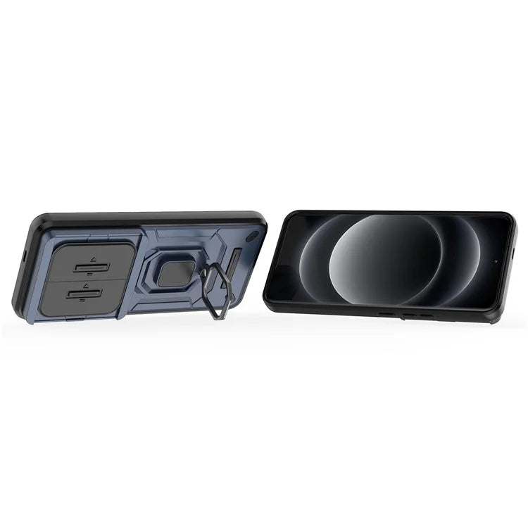 For Xiaomi 14 Ultra Case PC+TPU Kickstand Phone Shell with Slide Lens Cover