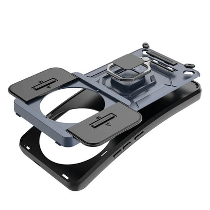 For Xiaomi 14 Ultra Case PC+TPU Kickstand Phone Shell with Slide Lens Cover