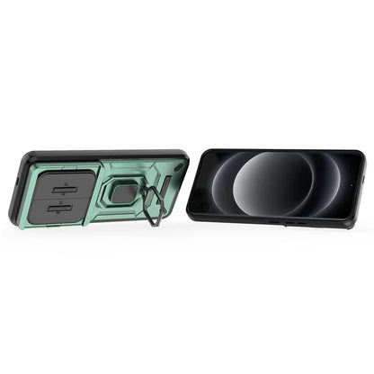 For Xiaomi 14 Ultra Case PC+TPU Kickstand Phone Shell with Slide Lens Cover