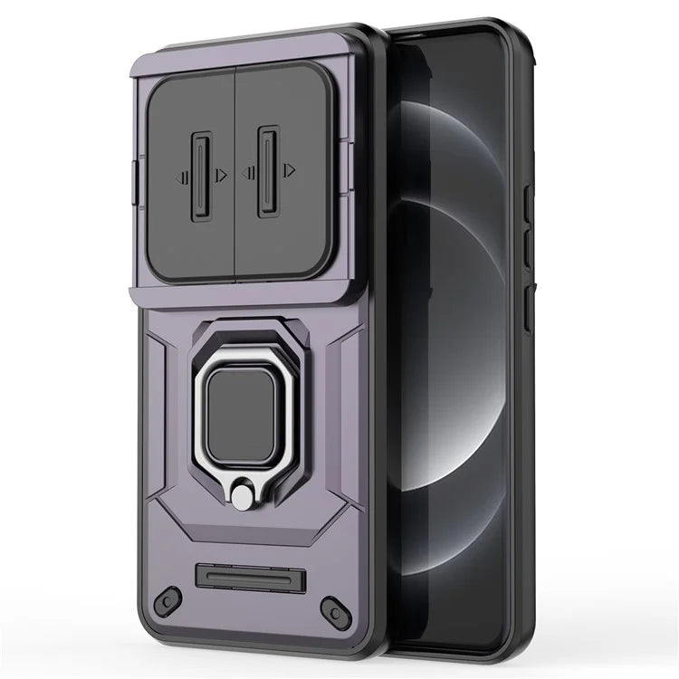 For Xiaomi 14 Ultra Case PC+TPU Kickstand Phone Shell with Slide Lens Cover