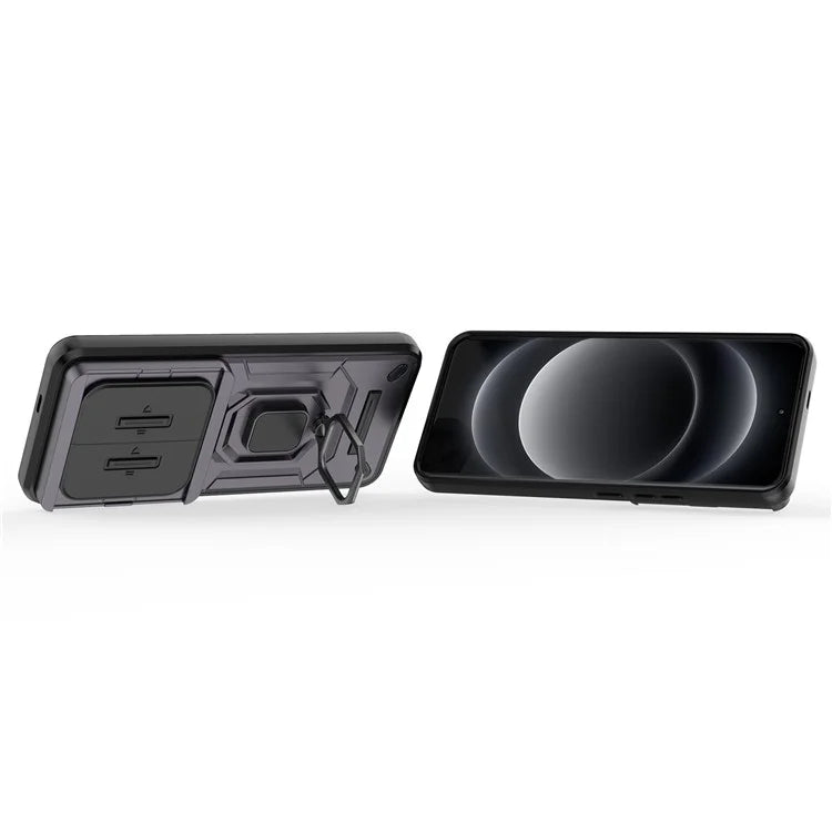 For Xiaomi 14 Ultra Case PC+TPU Kickstand Phone Shell with Slide Lens Cover