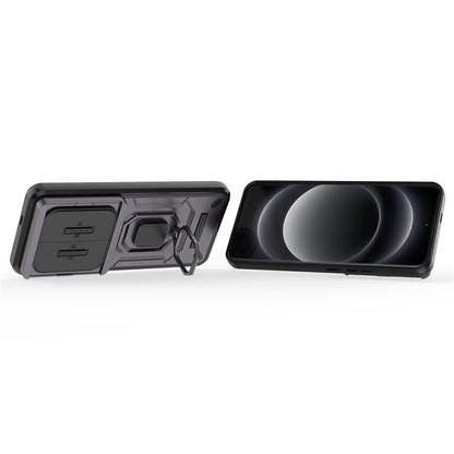 For Xiaomi 14 Ultra Case PC+TPU Kickstand Phone Shell with Slide Lens Cover