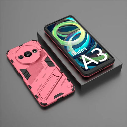 For Xiaomi Redmi A3 Phone Cover PC+TPU Dual-Layer Protection Case Built-in Kickstand