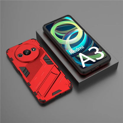 For Xiaomi Redmi A3 Phone Cover PC+TPU Dual-Layer Protection Case Built-in Kickstand