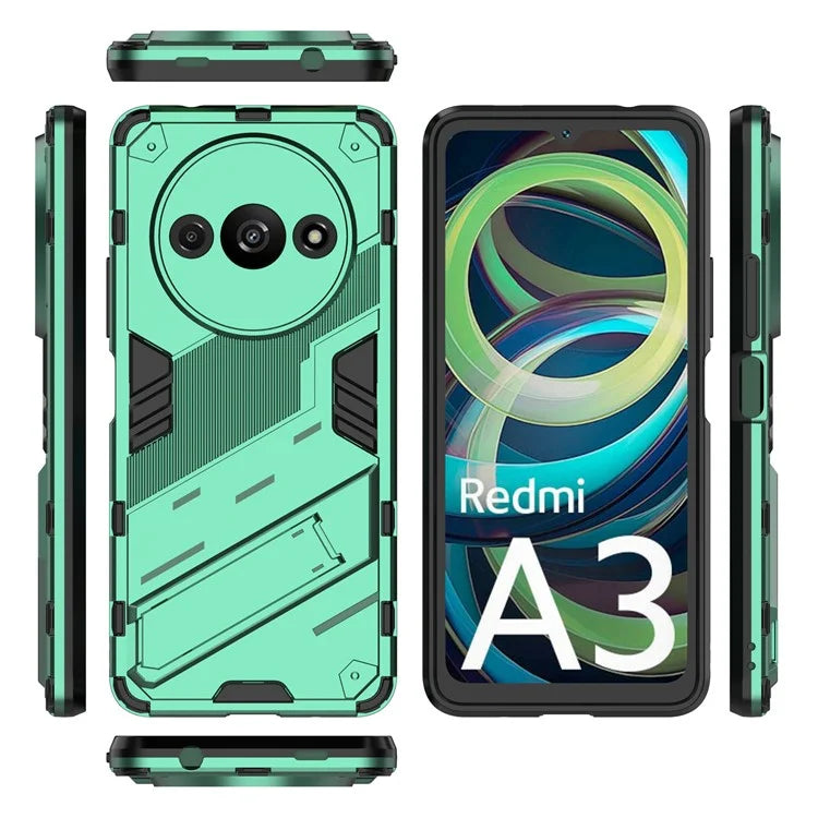 For Xiaomi Redmi A3 Phone Cover PC+TPU Dual-Layer Protection Case Built-in Kickstand