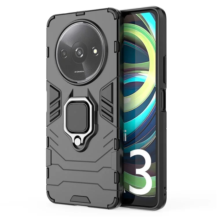 For Xiaomi Redmi A3 Case Dual-Layer PC+TPU Armor Phone Cover Ring Holder Kickstand