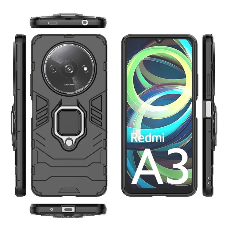 For Xiaomi Redmi A3 Case Dual-Layer PC+TPU Armor Phone Cover Ring Holder Kickstand