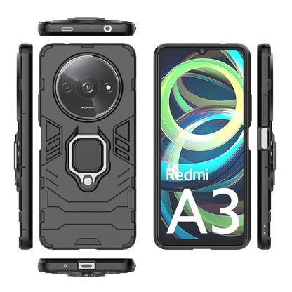 For Xiaomi Redmi A3 Case Dual-Layer PC+TPU Armor Phone Cover Ring Holder Kickstand