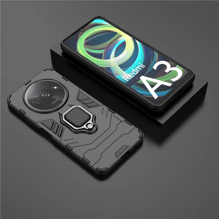 For Xiaomi Redmi A3 Case Dual-Layer PC+TPU Armor Phone Cover Ring Holder Kickstand