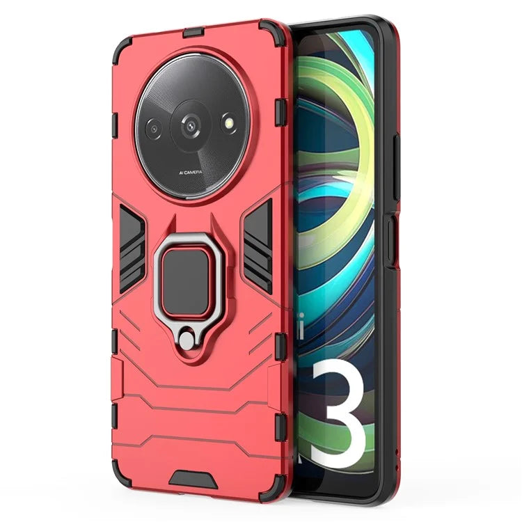 For Xiaomi Redmi A3 Case Dual-Layer PC+TPU Armor Phone Cover Ring Holder Kickstand