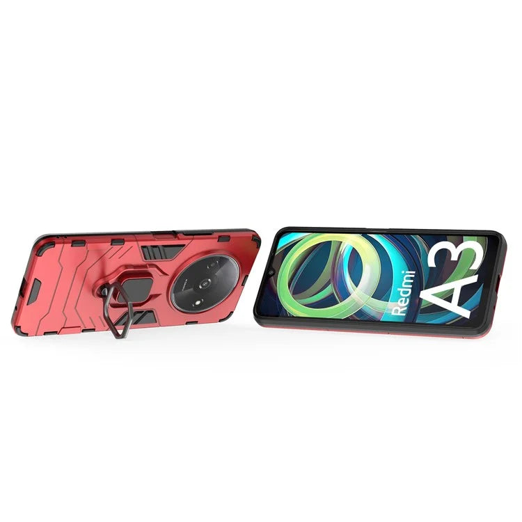 For Xiaomi Redmi A3 Case Dual-Layer PC+TPU Armor Phone Cover Ring Holder Kickstand