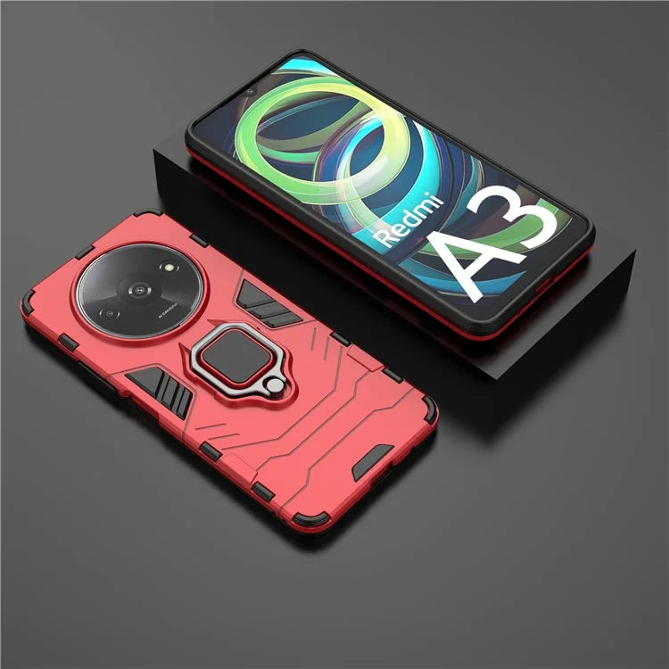 For Xiaomi Redmi A3 Case Dual-Layer PC+TPU Armor Phone Cover Ring Holder Kickstand