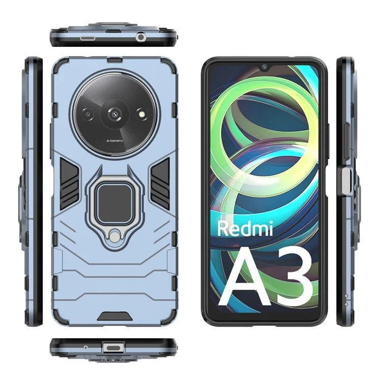 For Xiaomi Redmi A3 Case Dual-Layer PC+TPU Armor Phone Cover Ring Holder Kickstand