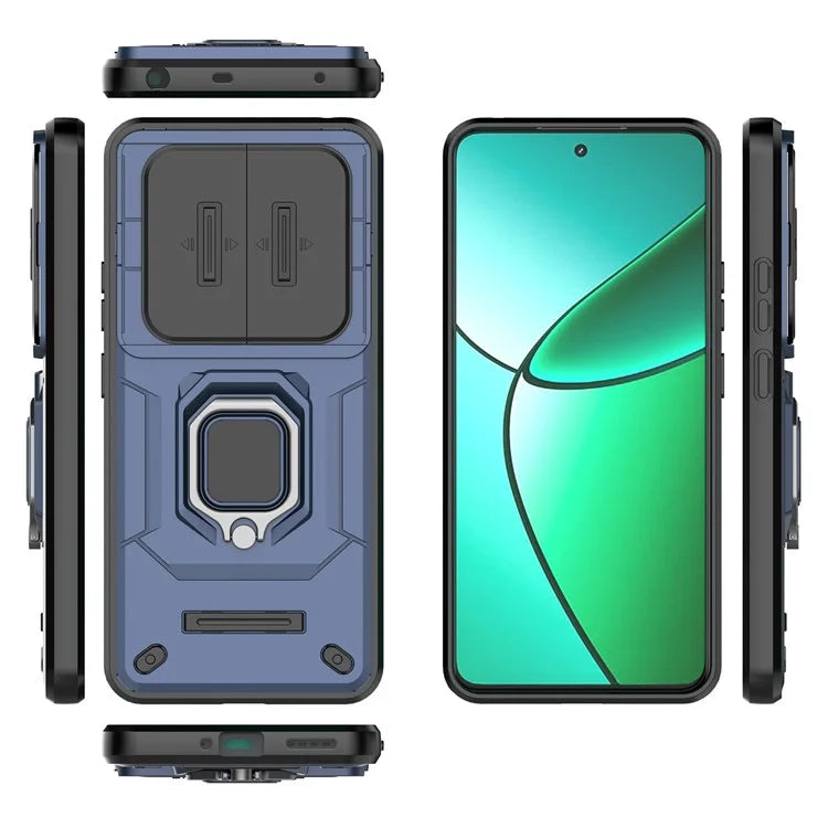 For Realme 12+ 5G Case PC+TPU Protective Phone Cover with Slide Camera Protector