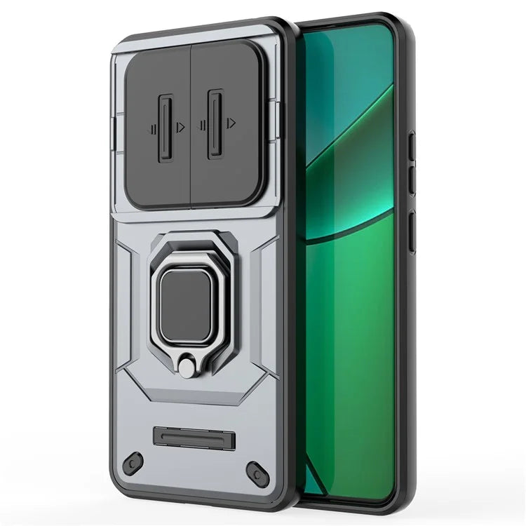 For Realme 12+ 5G Case PC+TPU Protective Phone Cover with Slide Camera Protector