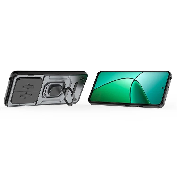For Realme 12+ 5G Case PC+TPU Protective Phone Cover with Slide Camera Protector