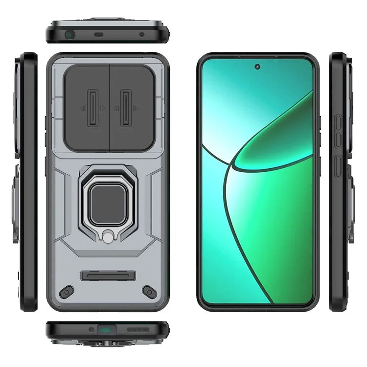 For Realme 12+ 5G Case PC+TPU Protective Phone Cover with Slide Camera Protector