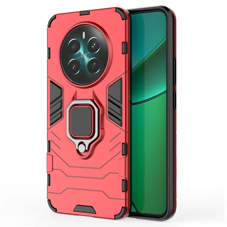 For Realme 12+ 5G Case Ring Kickstand PC+TPU Anti-Scratch Phone Cover