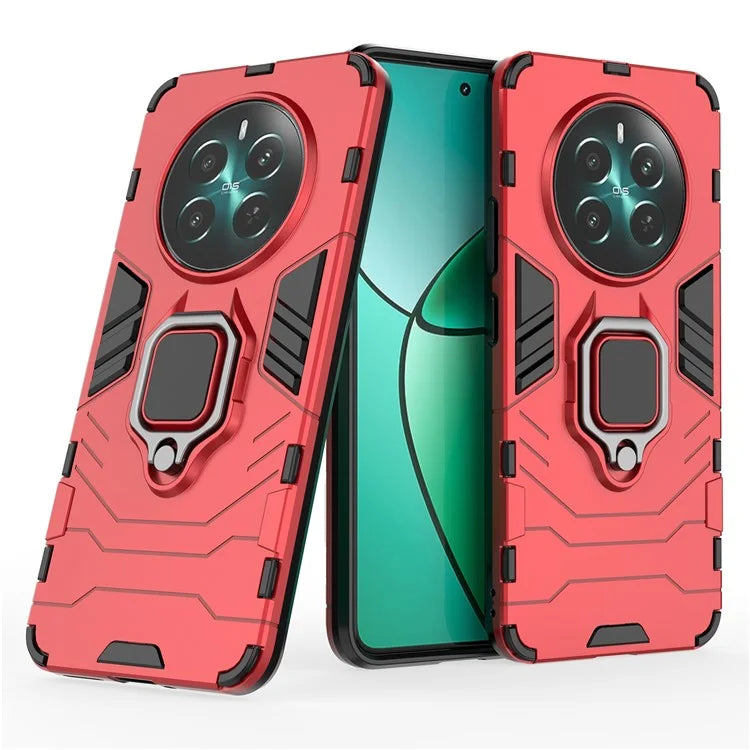 For Realme 12+ 5G Case Ring Kickstand PC+TPU Anti-Scratch Phone Cover