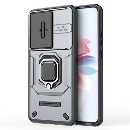 For Oppo Reno11 F 5G Case Ring Kickstand PC+TPU Back Shell with Slide Camera Cover