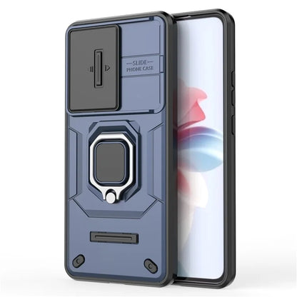 For Oppo Reno11 F 5G Case Ring Kickstand PC+TPU Back Shell with Slide Camera Cover