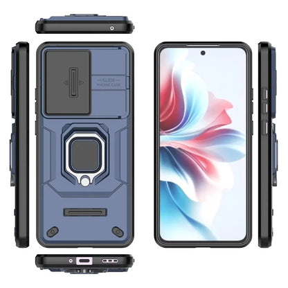 For Oppo Reno11 F 5G Case Ring Kickstand PC+TPU Back Shell with Slide Camera Cover