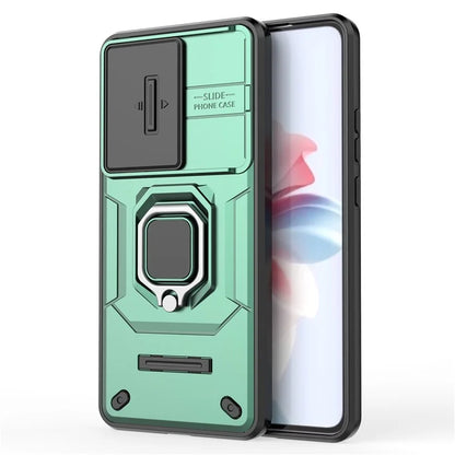 For Oppo Reno11 F 5G Case Ring Kickstand PC+TPU Back Shell with Slide Camera Cover