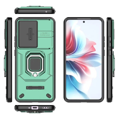 For Oppo Reno11 F 5G Case Ring Kickstand PC+TPU Back Shell with Slide Camera Cover
