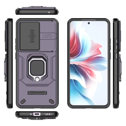 For Oppo Reno11 F 5G Case Ring Kickstand PC+TPU Back Shell with Slide Camera Cover