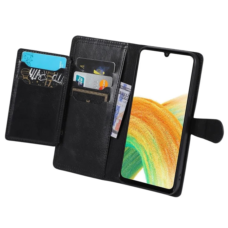 For Samsung Galaxy A15 4G / A15 5G Case Zipper PU Leather Stand Wallet Phone Cover
