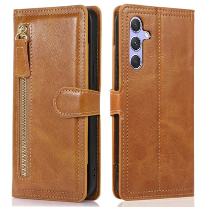 For Samsung Galaxy A15 4G / A15 5G Case Zipper PU Leather Stand Wallet Phone Cover