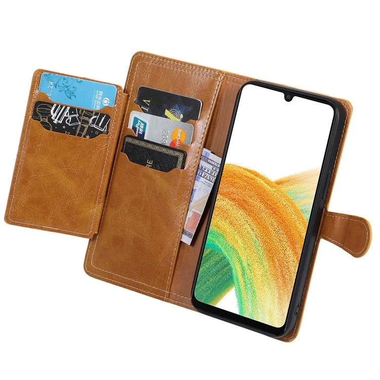 For Samsung Galaxy A15 4G / A15 5G Case Zipper PU Leather Stand Wallet Phone Cover