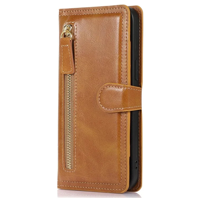 For Samsung Galaxy A15 4G / A15 5G Case Zipper PU Leather Stand Wallet Phone Cover