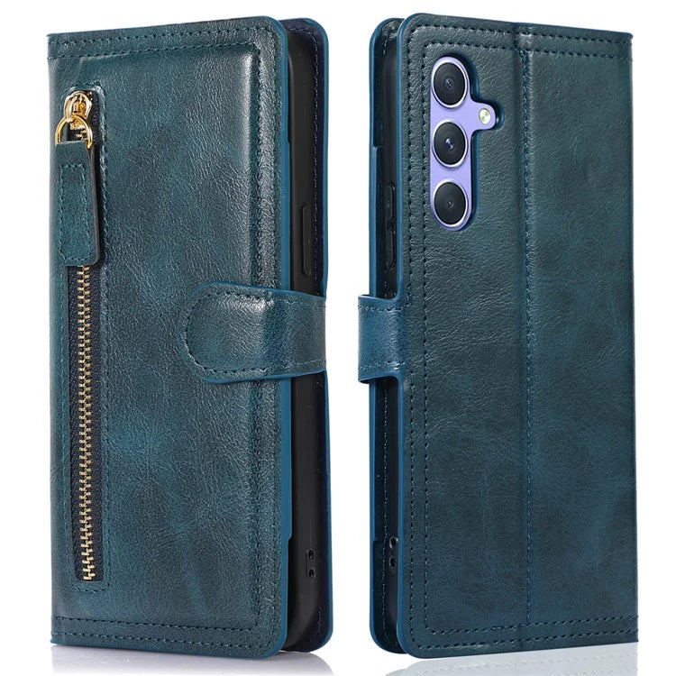 For Samsung Galaxy A15 4G / A15 5G Case Zipper PU Leather Stand Wallet Phone Cover
