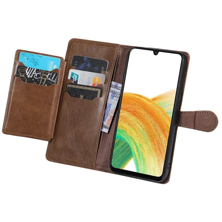 For Samsung Galaxy A15 4G / A15 5G Case Zipper PU Leather Stand Wallet Phone Cover