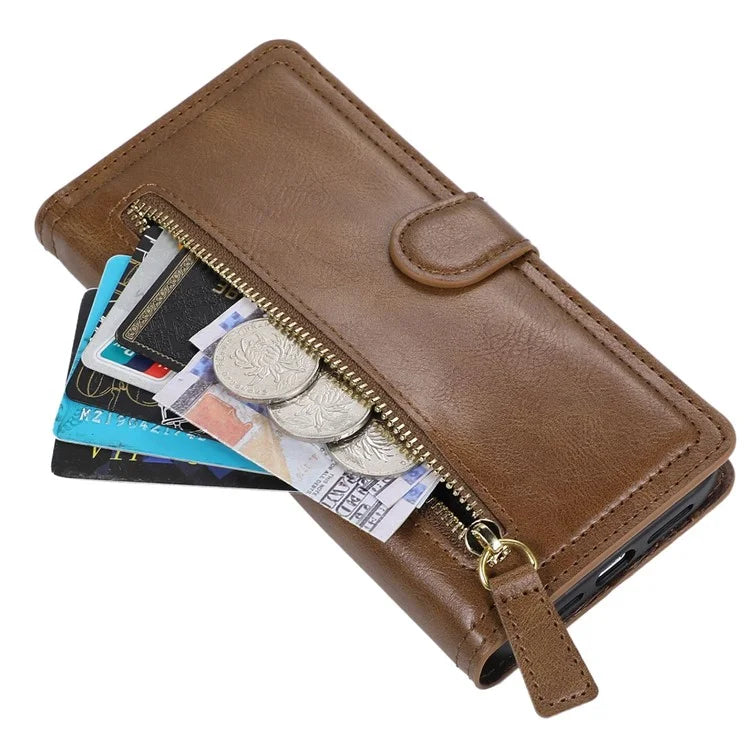 For Samsung Galaxy A15 4G / A15 5G Case Zipper PU Leather Stand Wallet Phone Cover