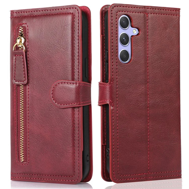 For Samsung Galaxy A15 4G / A15 5G Case Zipper PU Leather Stand Wallet Phone Cover