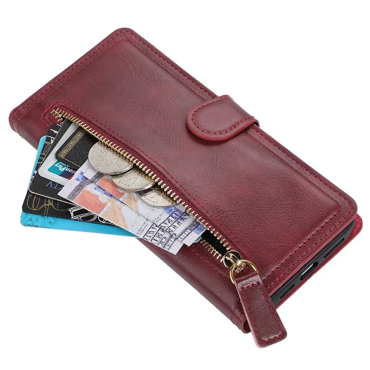 For Samsung Galaxy A15 4G / A15 5G Case Zipper PU Leather Stand Wallet Phone Cover