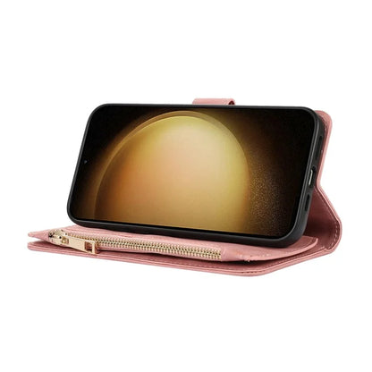 For Samsung Galaxy A55 5G Case Zipper Pocket Flip Leather Phone Cover Handbag