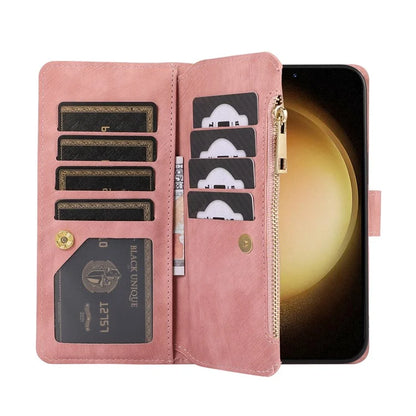 For Samsung Galaxy A55 5G Case Zipper Pocket Flip Leather Phone Cover Handbag