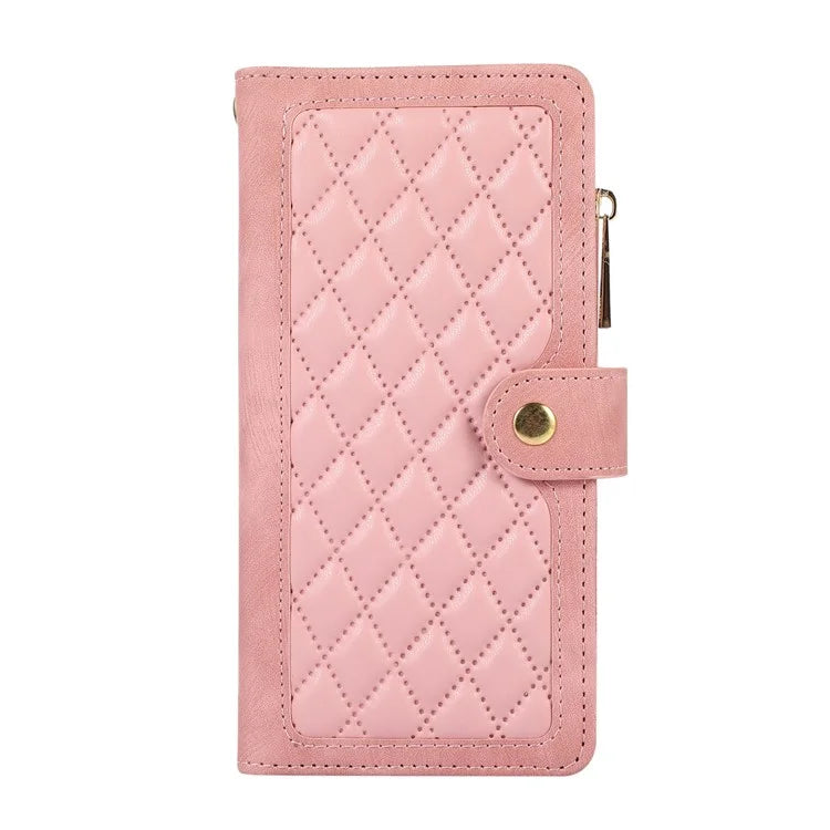 For Samsung Galaxy A55 5G Case Zipper Pocket Flip Leather Phone Cover Handbag