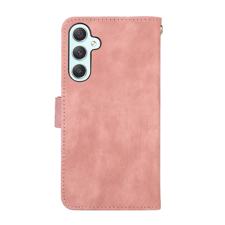 For Samsung Galaxy A55 5G Case Zipper Pocket Flip Leather Phone Cover Handbag