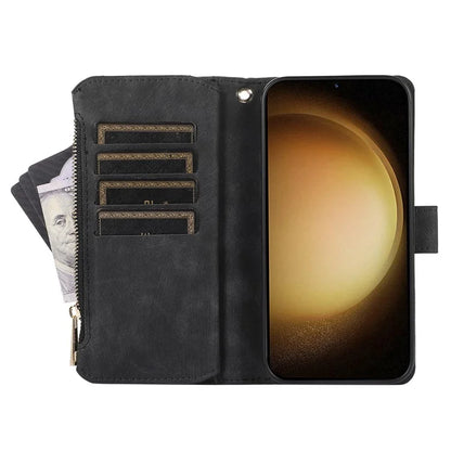 For Samsung Galaxy A55 5G Case Zipper Pocket Flip Leather Phone Cover Handbag