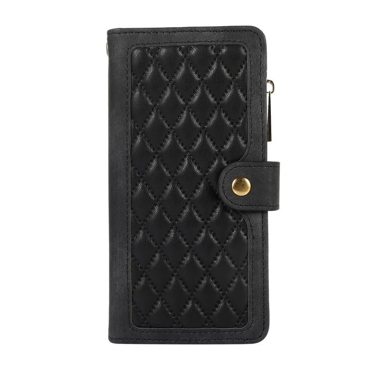 For Samsung Galaxy A55 5G Case Zipper Pocket Flip Leather Phone Cover Handbag